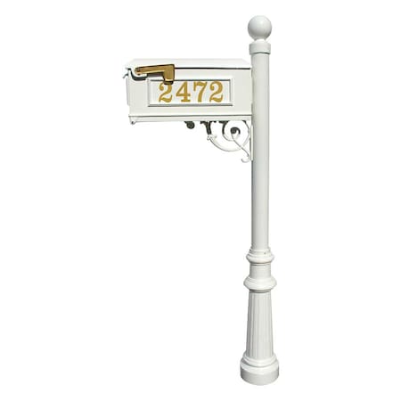Qualarc Mailbox w/decorative fluted base, ball finial LMCV-804-WHT